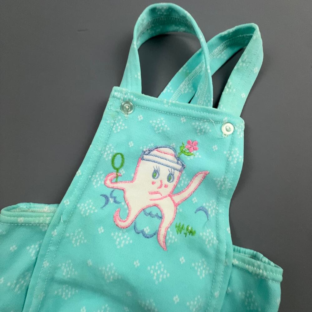 Vintage Kmart Octopus Aqua Bubble Romper 12M Embroidered Taiwan Baby